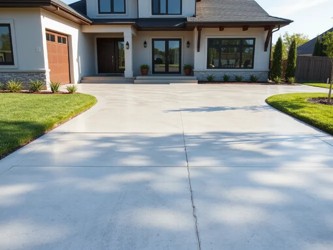 Modern concrete driveway and patio construction by Newcastle Concreting Solutions